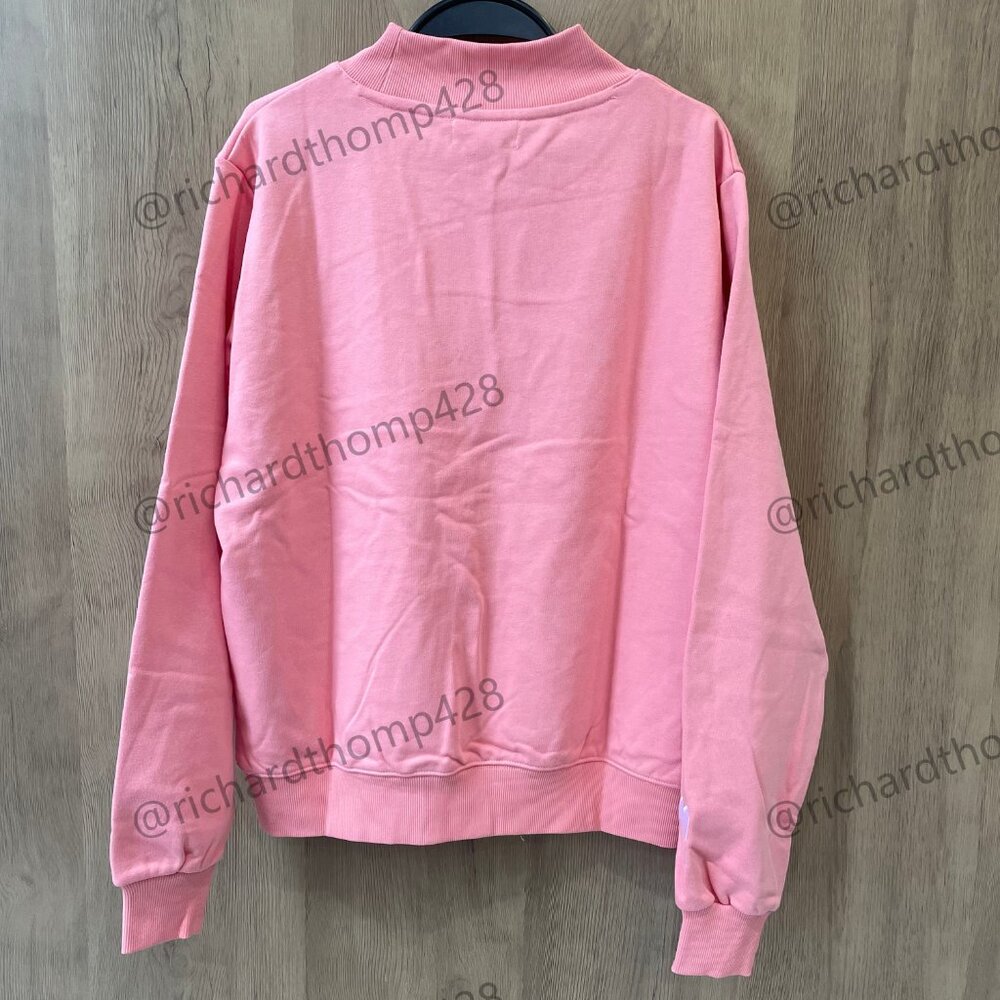 PARKE Red Mock Neck Sweatshirt Oversized Varsity Logo Crewneck - Picture 5 of 6
